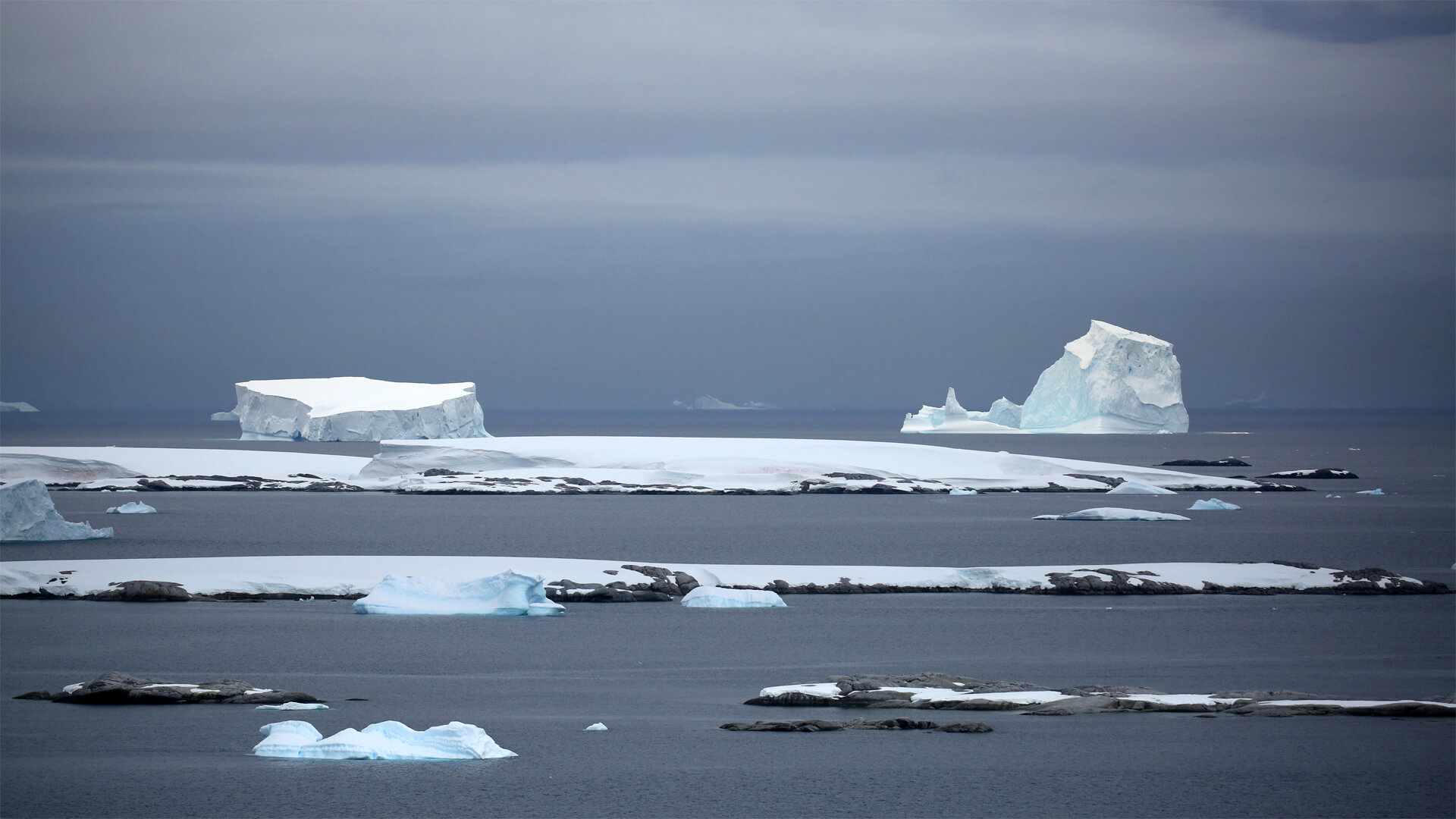 Icebergs sur le passage de Drake